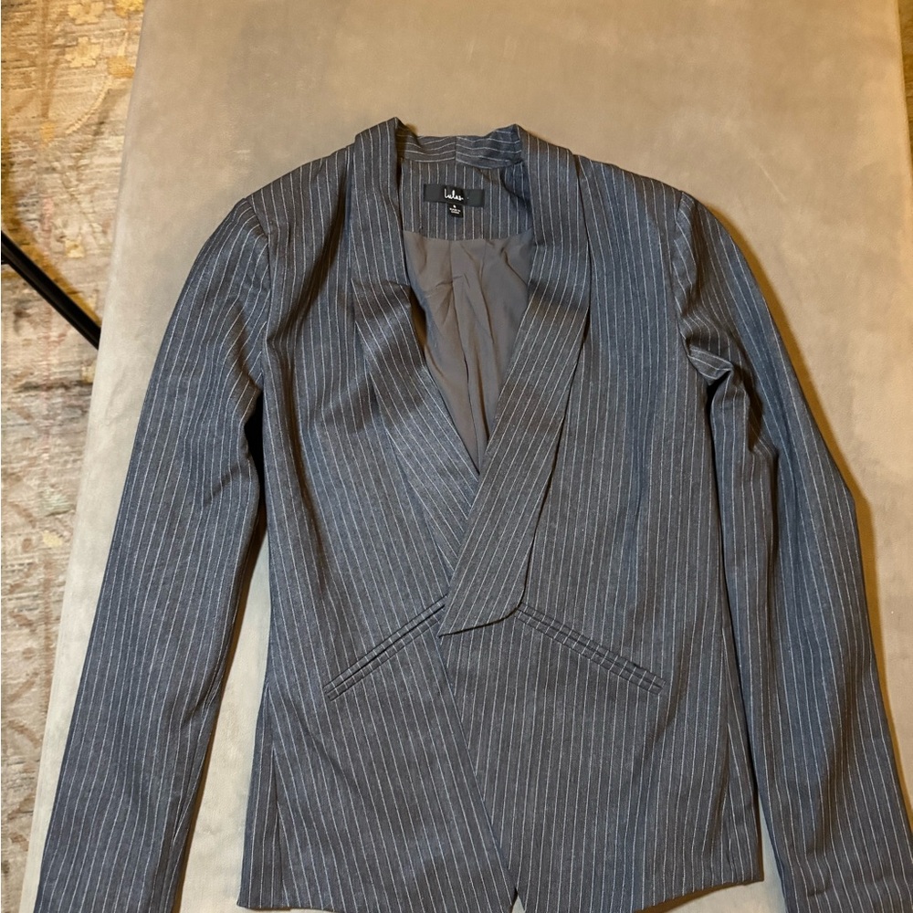 Lulu's Charcoal Pinstripe Blazer
